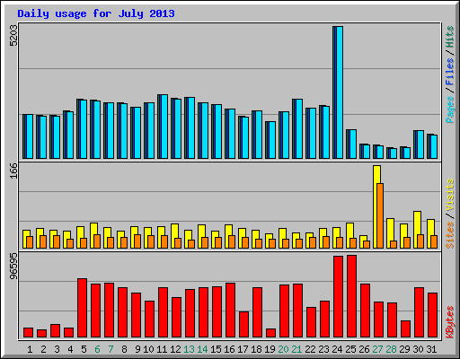 Daily usage for July 2013