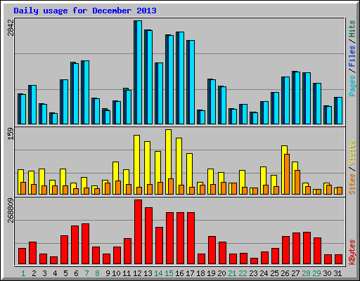 Daily usage for December 2013