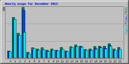 Hourly usage for December 2012