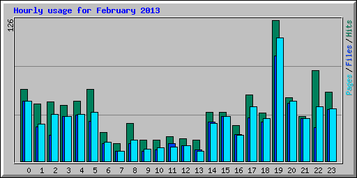 Hourly usage for February 2013