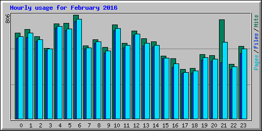 Hourly usage for February 2016